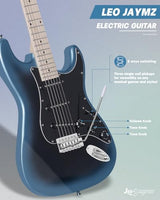 Leo Jaymz 39 Full Size ST Style Electric Guitar Starter Kit with SSH Pickup, 5W Portable Amp, Tuner, Gig Bag, Strap & Accessories (Violet Ocean)