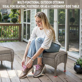 Patio Wicker Chairs Swivel Rocker – Outdoor Swivel Rocking Chairs Set of 2 with Rattan Side Table, Patio Swivel Glider Chair 3 Piece Patio Furniture Sets for Deck Porch Pool Brown/Blue
